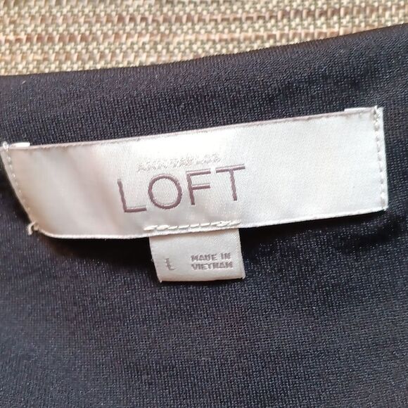 LOFT Black and Tan Striped Midi Dress - Picture 2 of 5